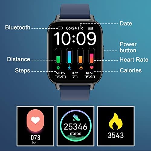 Smart Watch Men Women, 1.69" Fitness Tracker with Sleep/Heart Rate Monitor, Calorie/Step Counter Fitness Watch 24 Sports Modes, Shared GPS Smartwatch, I-PX68 Waterpoof Activity Tracker for Android iOS