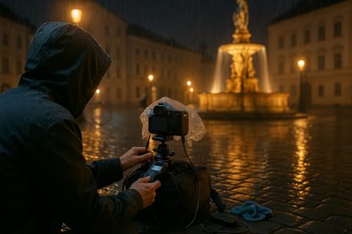 Langzeitbelichtung im Regen &ndash; Nachtfotografie am Brunnen