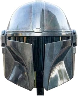 Gulvintilabcal Mandalorian - Máscara facial de metal de acero con forro y correa para la barbilla para cosplay LARP, color marrón