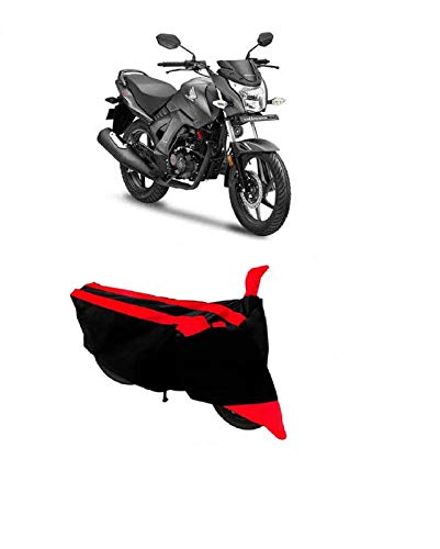 MELVIS Dustproof & Water Resistant Two Wheeler Bike Body Cover for Hero Xtreme Sports with Double Mirror Pocket, Ultra Surface Body Protection (Double Stripes M_Red)
