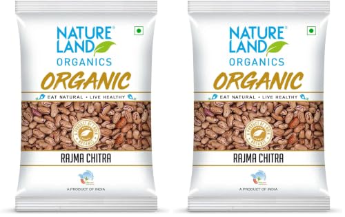 Image of Natureland Organics Rajma Chitra 1 Kg - Organic Healthy Pulses (Pack of 2)