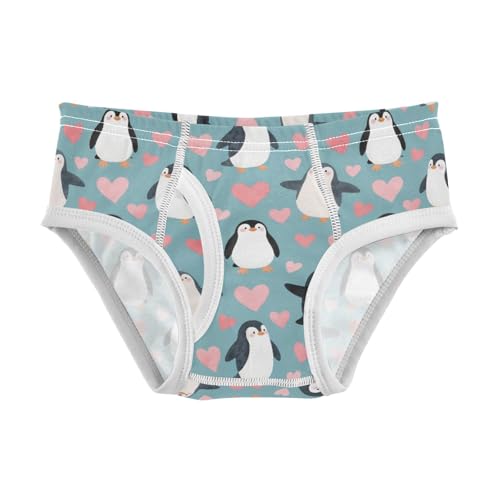 Cartoon Penguins and Love Pattern Boys' Underwear 100% Cotton Boys' Briefs Soft Toddler Underwear