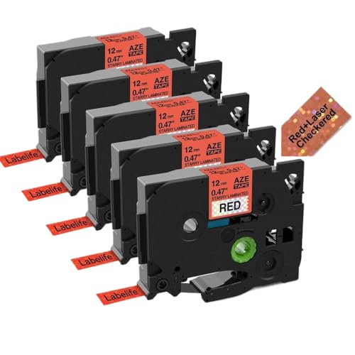 ���[�U�[���x���e�[�v 5 �� 9-24 �~�����[�g�� 231L1 631L1 PT D210 PT D600 PT D400 PT P710 �ƌ݊�������(5pcs Black on Red)