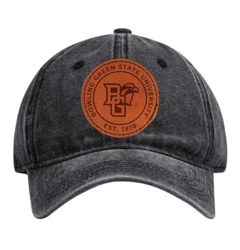 Bowling Green Falcons Officially Licensed Dad Hat - Unisex Baseball Cap with Round Engraved Leather Patch Black