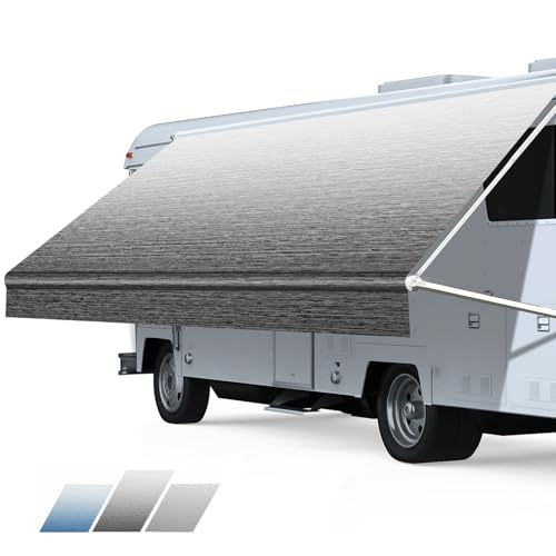 Somokg RV Awning Fabric Replacement, Heavy Duty 18.5oz Vinyl RV Awning Fabric, Universal Outdoor Canopy for Camper, Trailer and Motorhome (Black Fade, 20FT(Fabric 19'2")) by Somokg - Used condition - CA$186.99