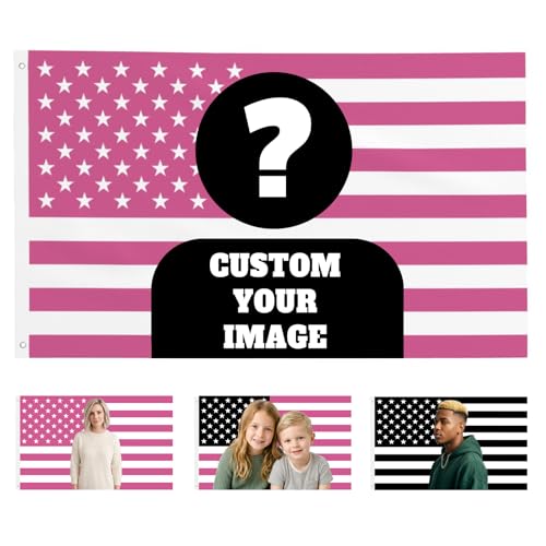 Custom Pink American Flag 3x5 Ft 2x3 4x6 5x8 Double-Stitched Personalized Funny Flags with Picture Photo Text Weather Resistant Customized Flag Tapestry Poster for Bedroom Room Dorm Concert Outdoor Decor