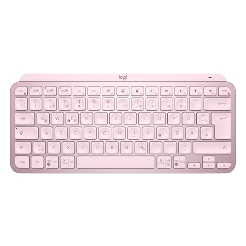 Logitech MX Keys Mini Kabellose Tastatur, Kompakt, Bluetooth, Hintergrundbeleuchtung, USB-C, Kompatibel mit Apple macOS, iOS, Windows, Linux, Android, Metallgehäuse - Rosa - QWERTZ