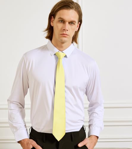 Image of KOOELLE Men's Ties Solid Pure Color Plain Neckties Formal Black Ties For Men