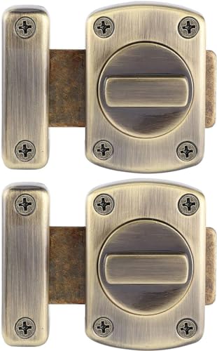 Litensh 2PCS Bathroom Door Bolt Lock Toilet Door Latch Rotate Bolt Gate Slide Latch Stainless Steel Door Locks Brushed Safety Cabinet Slide Lock Latches Green Bronze 55MM