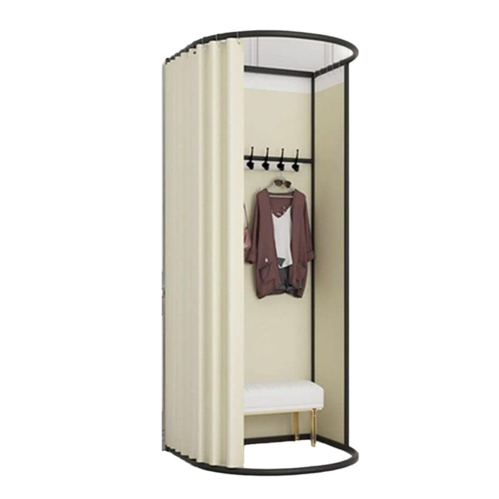 Camerino portatile con tende oscuranti, adatto for negozi di abbigliamento, case, uffici e centri commerciali Spogliatoio(Beige,39.3)