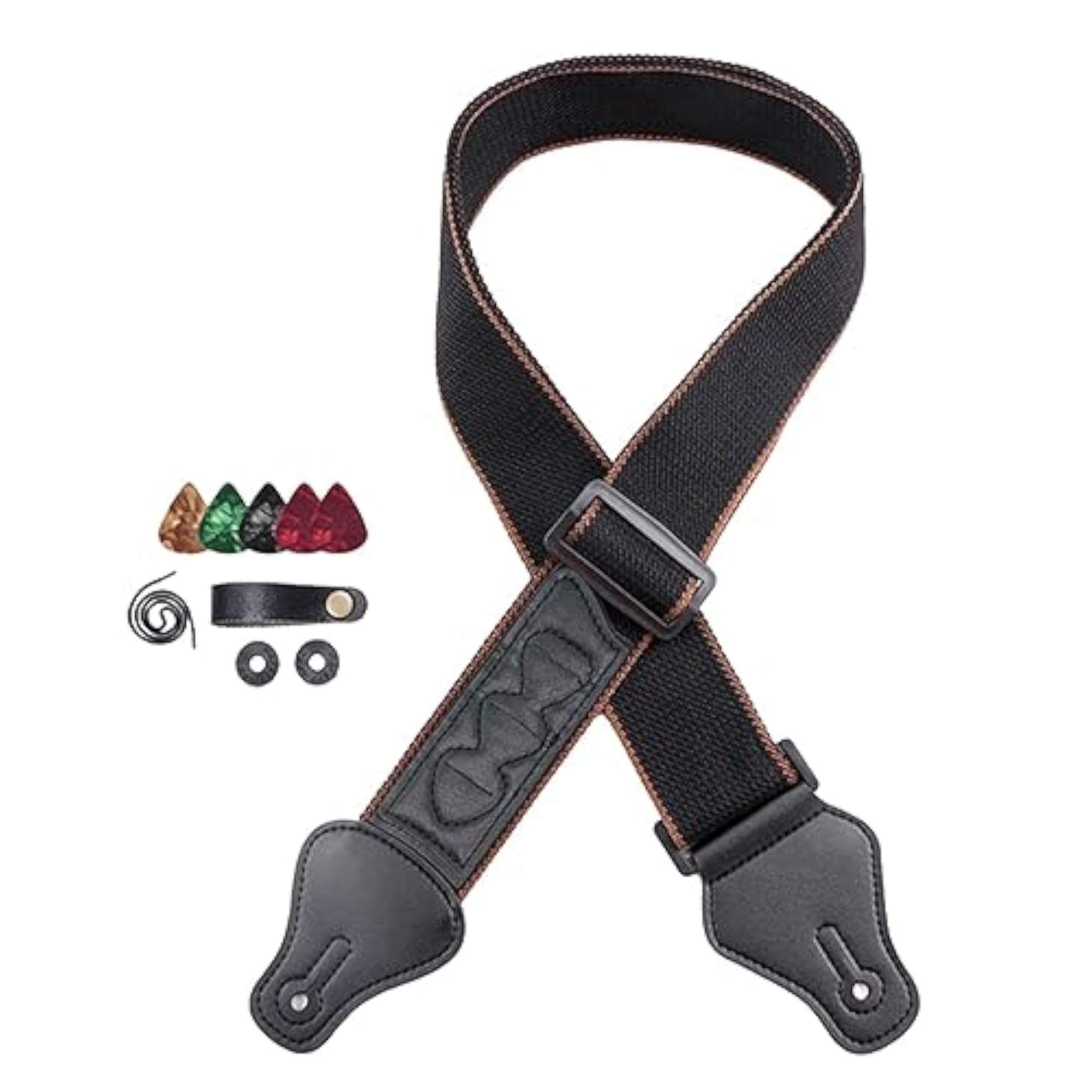 Guitar Strap with Pick Holders, Black