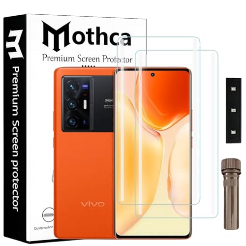 Image of Mothca Curved UV Tempered Glass Screen Protector for Vivo X70 Pro Plus | Transparent | Pack of 2 | Borderless Full Screen Coverage with UV Installation Kit