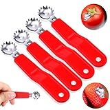 4 Stück Tomaten Erdbeer Entkerner, Edelstahl Obstentkerner Mit Ergonomischem Griff, Stielentferner, Gemüse Entkerner für Küche