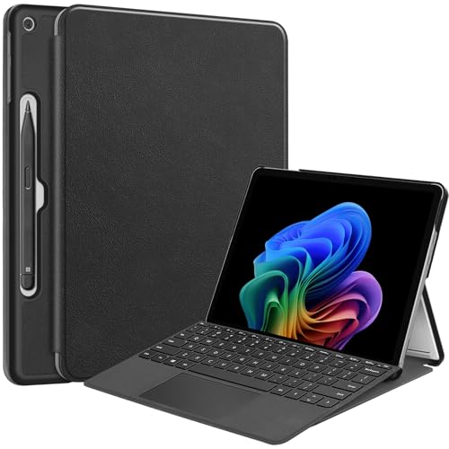 Smart Case for Microsoft Surface Pro 1st Edition 12-inch 2025, Ratesell Multiple Angle Viewing Hard Shell Slim Cover Compatible with Type Cover Keyboard & Pen Holder Black
