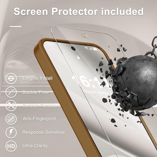 Image of for Google Pixel 10a Case, Matte Magnetic Phone Cover [with 1 Screen Protector] [Support for MagSafe] [Shockproof Military Grade Protection] Translucent Frosted Back, Brown
