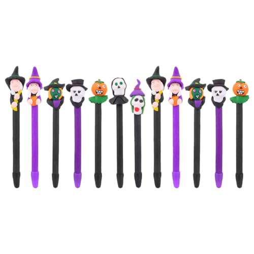 12 Bolígrafos de Halloween Cabilock en arcilla polimérica con diseños y colores aleatorios
