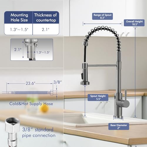 Image of GIMILI Black Stainless Touchless Kitchen Faucet Motion Sensor Kitchen Faucets with Pull Down Sprayer Single Handle Kitchen Sink Faucet