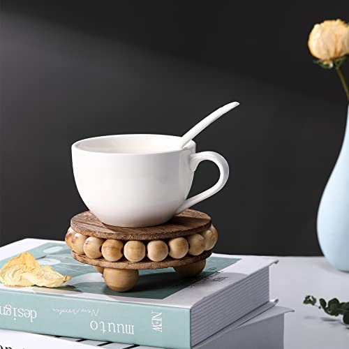 2 Pcs Wooden Risers For Displays Round Wood Riser Distressed Wood Risers Farmhouse Pedestal Display Stand Rustic Pedestal Stand Decor Beaded Display Risers For Tiered Trays Home (Brown, 3.94 Inch) #TOP1