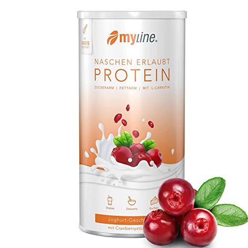 Myline Protein Shake Eiweißpulver viele Geschmacksrichtungen 400g + Maßband (Cranberry-Joghurt)