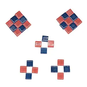 Sweven Art Mosaic Tiles, 15x15mm Square, 4mm Thick, Prussian Blue & Dusty Pink Color (Pack of 200Gms)