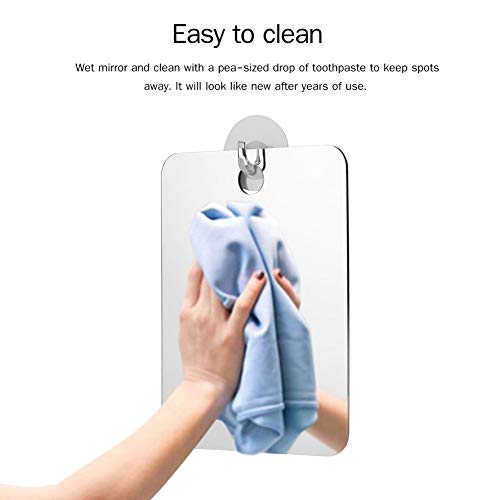 Allouli Acrylic Mirror Fogless Unbreakable Portable Travel Shower Bathroom Fog Free 13 * 17cm with Suction Cup