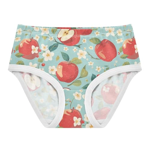 Wusikd Apples Slices Girls' Underwear Cotton Small Flowers Girls Briefs Soft Toddler Underwear 2T