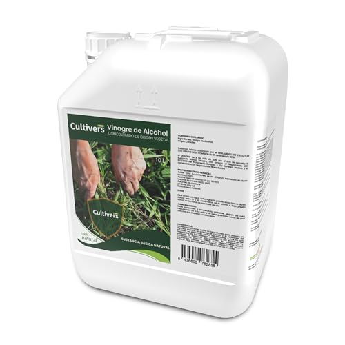 CULTIVERS Vinagre de Alcohol 10 L. Herbicida 100% Natural. Elimina las malas hierbas. Limpiador de Sistemas de Riego. Fungicida y bactericida Natural Regulador de pH