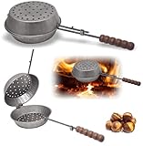 MASTRO SPIEDINO Padella Forata per Castagne 26 cm – Ribaltabile Girevole in Ferro, Ideale per Camino, Brace, Fuoco o Fornello a Gas – Padella per Caldarroste, Ottima per Mandorle, Ceci e Semi Vari