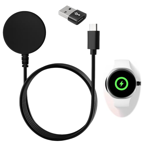 Cargador para Samsung Galaxy Watch 8/7/Ultra/6/5/4 Classic/Pro, Cable de Carga Magnética USB C con Adaptador USB A, Base de Carga Rápida y Portátil para Viajes y Oficina, 1M Negro