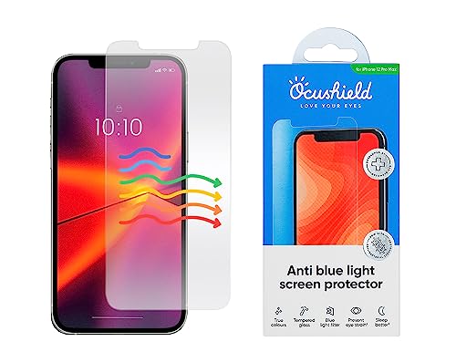 Image of Ocushield Anti Blue Light Tempered Glass Screen Protector for iPhone 12 Pro Max 6.7 inch - Protect Your Eyes, Reduce Migraines & Improve Sleep