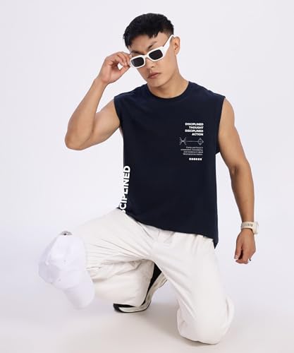 Image of SHODOX Men's 100% Cotton Tank Tops Round Neck Sleeveless Sports Loose fit Vest (Pack of 1)