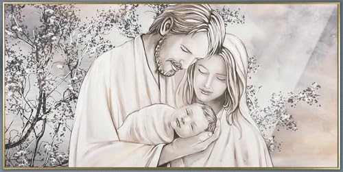 Tableau sur toile Famille Sainte cadre bois moderne