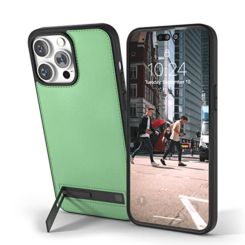 Coque antichoc iPhone 14 Pro étui cuir véritable avec support magnétique