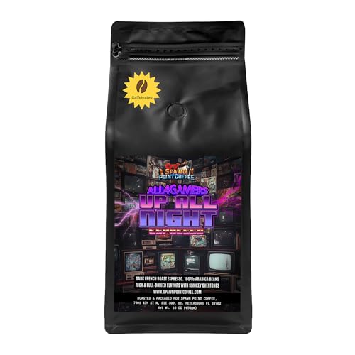 Spawn Point Coffee | All 4 Gamers Up All Night Espresso | French Roast Espresso | Whole Bean | 16oz | 100% Arabica Beans | French Press & Auto Drip Compatible | Gamer Coffee
