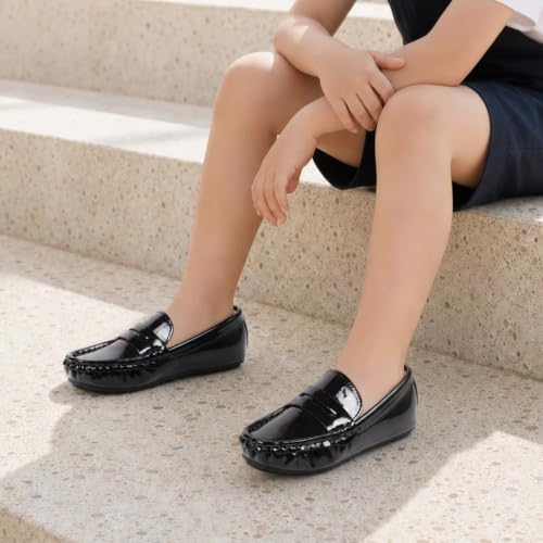 Image of Miamooi Toddler Boys Girls Wedding Dress Shoes Little Kid Slip On Loafers School Uniform Moccasins Walking Shoe