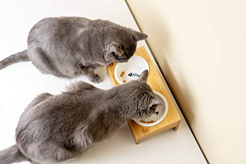 Elevated Bamboo Pet Table with Ceramic Bowls Raised Anti-Slip Tilted Station for Cats Dogs Food/Drink Water-Resistant… - Image 6