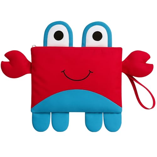 Image of Kids Swimming Bag | Crab Shape Pink-Blue Mini Travel Bag for Boys & Girls | Waterproof Preschool Nursery Tote with Wet Dry Separation | Clothes, Art, Dance, Swimming Class & Beach Storage