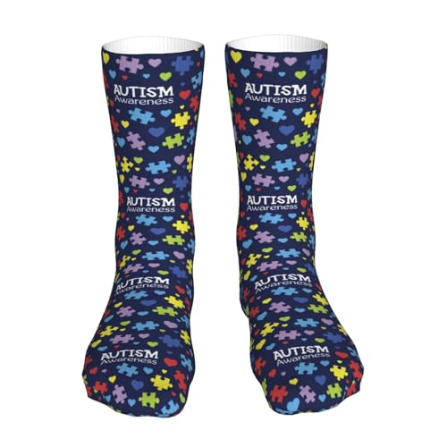LPLLQG Colorful Puzzle Autism Awareness Month Socks Crew Socks Athletic Casual Running Sports Stocking For Women Men 16 Inches