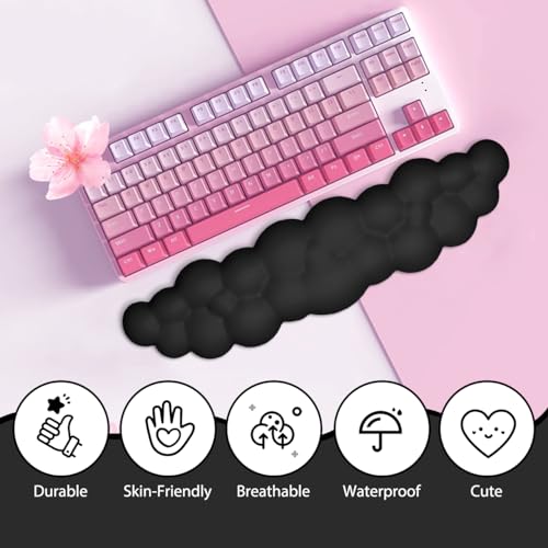 Image of JIKIOU Upgrade Leather Cloud Wrist Rest for Keyboard and Mouse & Cup Pad | Wish Gift-Cute Cloud Shape, Comfortable and don't Irritate to Skin, Non-Slip PU Base,Soft Memory Foam filled for Pain Relief