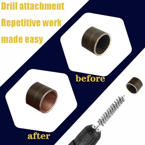 Image of 8pcs Stainless Steel Wire Bore Brush Set, 1 /4 inch Hex Shank, 1 inch 3 /4 inch 1 /2 inch 1 /3 inch Pipe Cleaning Brushes, Straight Wire Bristles, Copper Pipe Cleaner