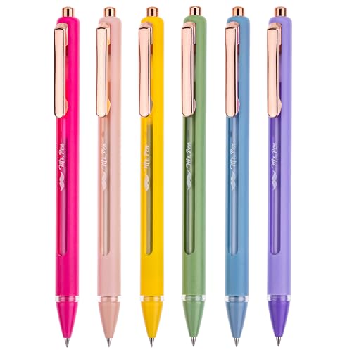 Mr. Pen- Retractable Gel Pens, 6 Pack, Black Ink Gel Pens Fine Point 0.5mm, Vibrant Barrels, Fast Dry, Gel Pen