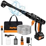 Dayplus Cordless Pressure Washer, Portable Power Washer with Rechargeable 3.0Ah Battery 6-in-1 Nozzle, Handheld Brushless High-Pressure Car Washer Gun with Tool Case for Cars, Floors, Fences