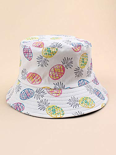 Adaskala Homem e mulher com estampa de chapéu de pescador estampa de abacaxi de tamanho duplo usando