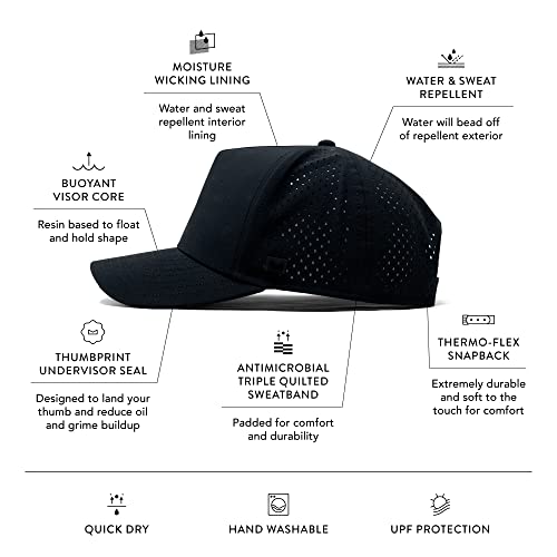 Image of melin Odysea Stacked Hydro, Snapback Hats, Water-Resistant Baseball Caps for Men & Women, Golf, Running, or Workout Hat