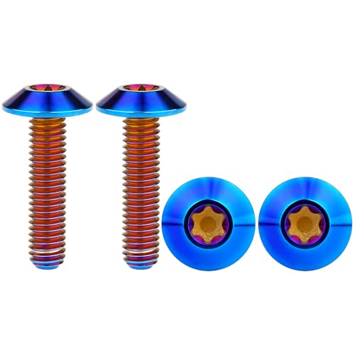 Titanium M4 M5 M6 Button Torx Head Bolt Screw (Burnt Blue, M6x25mm)