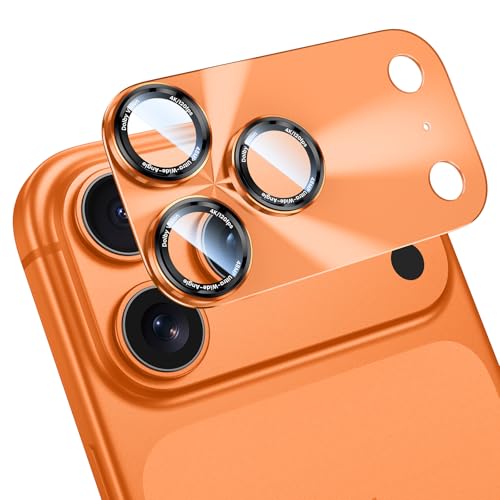 Ya en manzanajugosa.com: HWeggo Protector de lente de cámara para iPhone 17 Pro, Cobertura Completa 9H Cristal Vidrio Templado Anillo, Panel de material compuesto,HD Claro(Naranja)