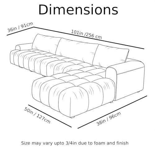Image of Modern Classic Cloud Puffy Velvet Sofa Tufted Structure Round Arm L-Shaped Sofa Set Supported Round Back with Throw Pillows for Living Room, Hallway Apartment (Beige)