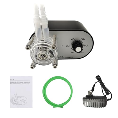 Peristaltic Pump with Extension Tube Set, Large Flowing Self Priming Pump, Viscous Pump Adjustable Speed Titration Pump for Lab and Experiment (US PLUG)