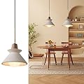 OROILUPU 9.4'' Concrete Pendant Lights Kitchen Island Hanging Lights Unique Pinecone Lampshade Industrial Chandelier Nordic Cement Pendant Light for Dining Room,Bedside,Kitchen,Hallway,1Pcs,White
