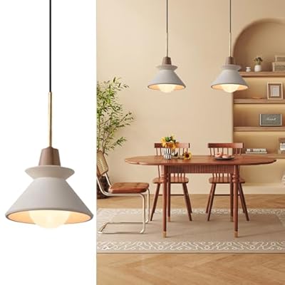 OROILUPU 9.4'' Concrete Pendant Lights Kitchen Island Hanging Lights Unique Pinecone Lampshade Industrial Chandelier Nordic Cement Pendant Light for Dining Room,Bedside,Kitchen,Hallway,1Pcs,White
